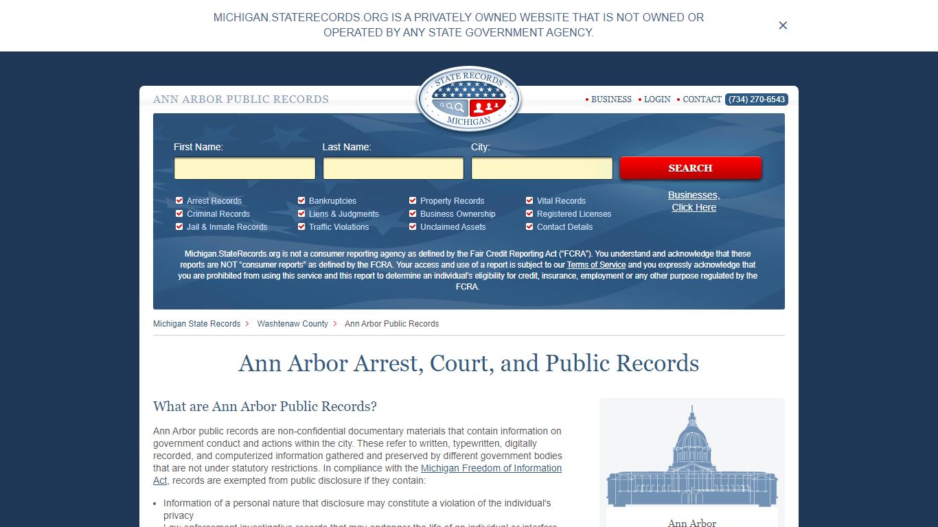 Ann Arbor Arrest and Public Records | Michigan.StateRecords.org